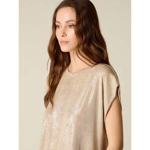 Oltre - Camiseta efecto metalizado - Beige