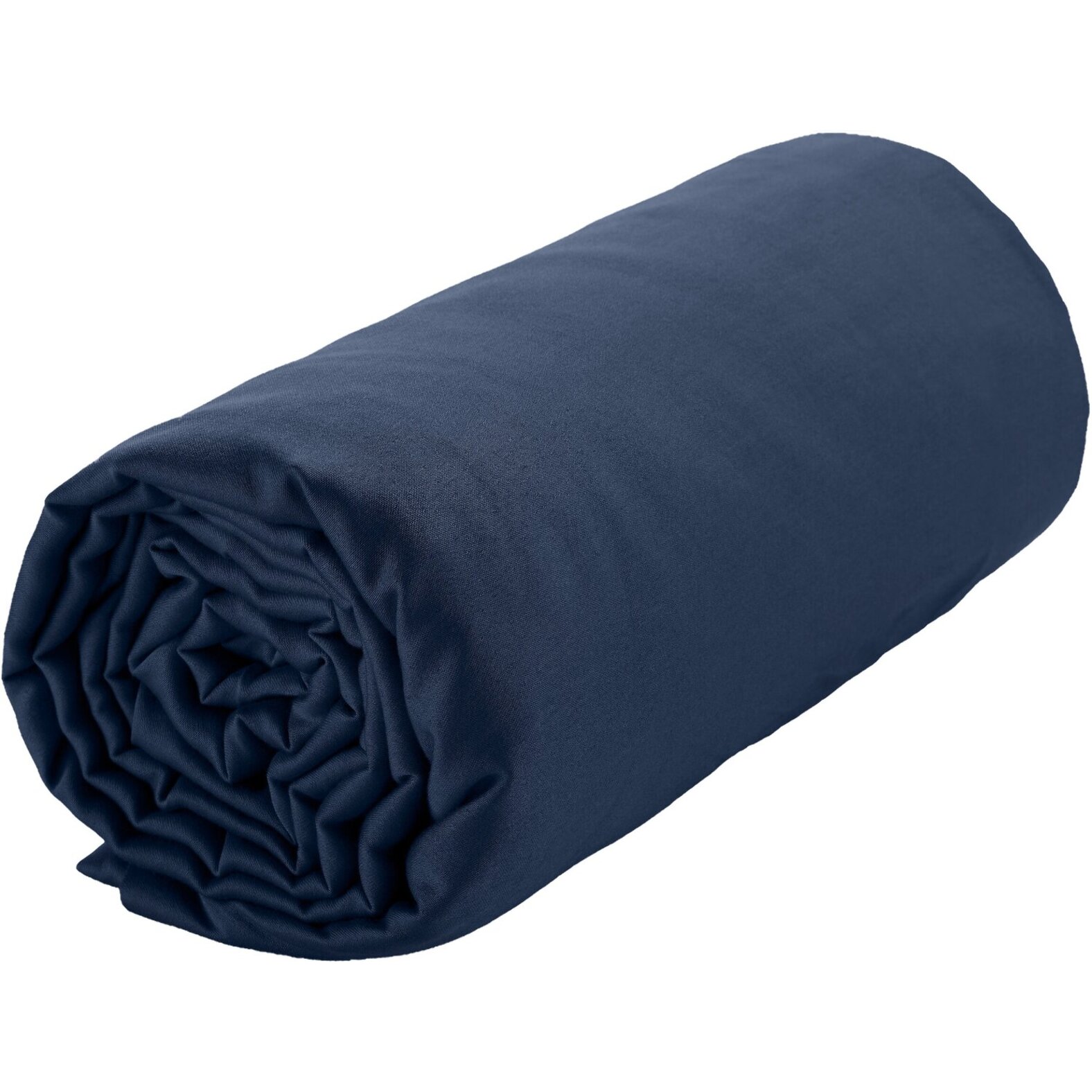 Drap housse - bonnet:30cm 100% satin de coton lavé 105 fils bleu marine