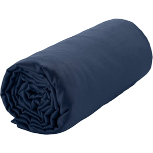 Drap housse - bonnet:30cm 100% satin de coton lavé 105 fils bleu marine