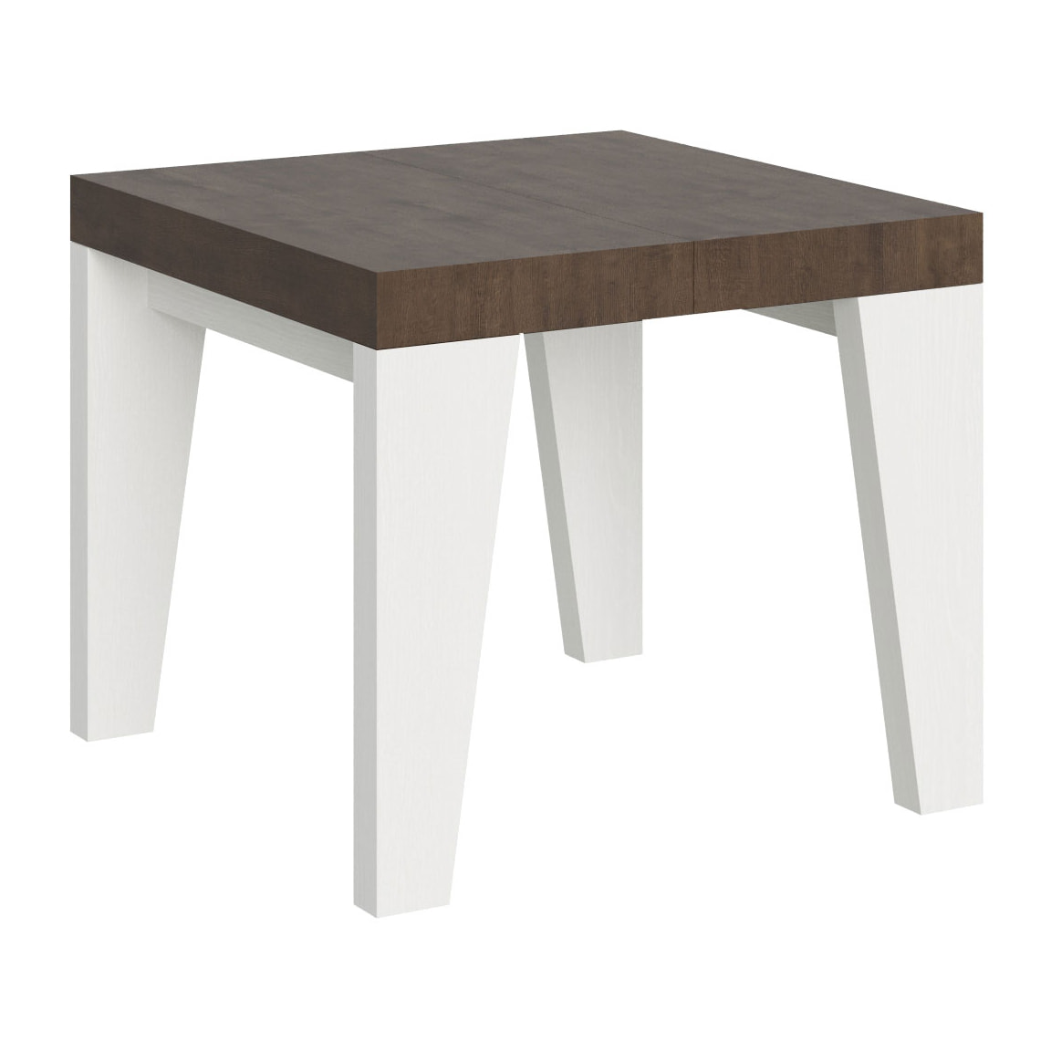 Mesa extensible 90x90/246 cm Naxy Mix tapa Nogal patas Fresno Blanco