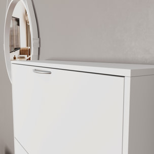 Scarpiera Portascarpe 5 Ante In Legno Da Ingresso Salvaspazio A Ribalta Soggiorno Camera Ufficio Design Ultra Slim Moderno 180 x 70 x 16 Cm Bianco