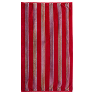 Serviette de bain éponge velours Jacquard Milonga Rouge 90x170 400g/m²