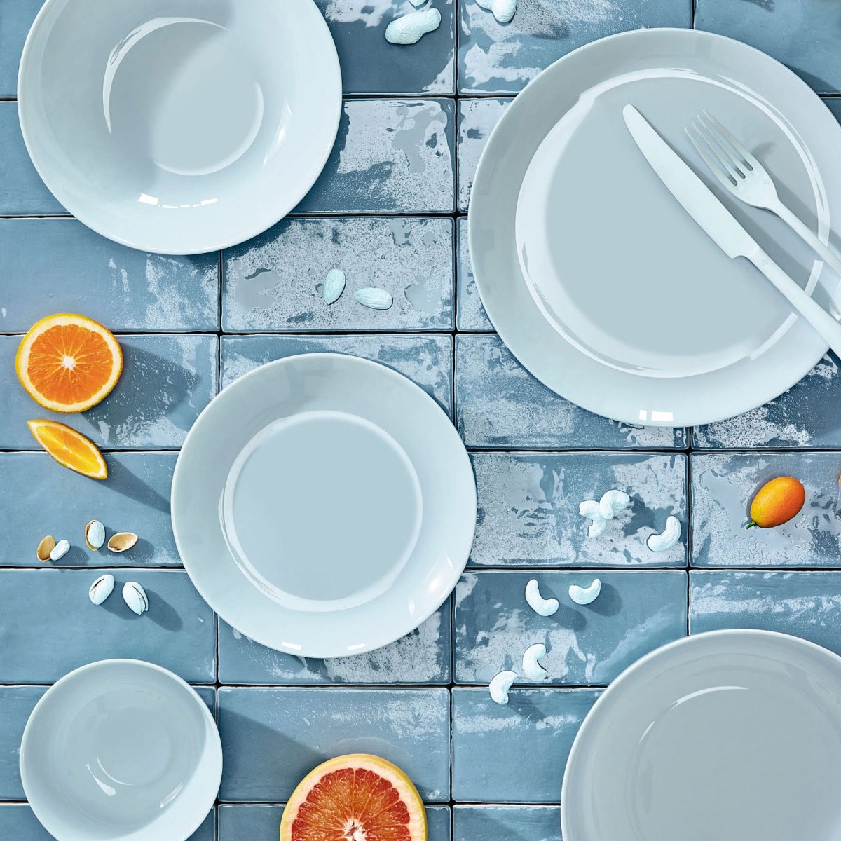 4 assiettes creuses 20cm Diwali Paradise Blue - Luminarc