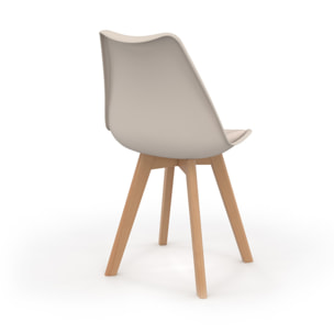 Chaises Nordia beige pieds bois - lot de 6