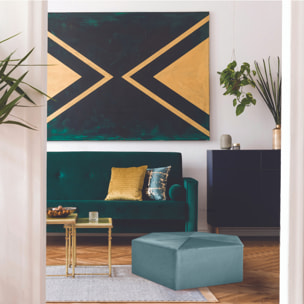 Pouf Velours Cotele 75cm Giulia Bleu Canard