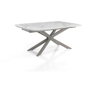 Tomasucci GEMY 160 MARBRE BLANC - PLATINE table ovale extensible