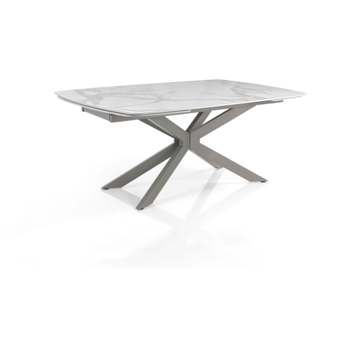 Tomasucci GEMY 160 MARBRE BLANC - PLATINE table ovale extensible