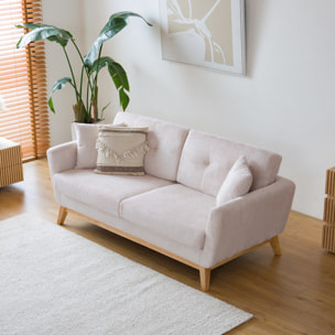 Canapé scandinave 3 places velours côtelé beige OSLO