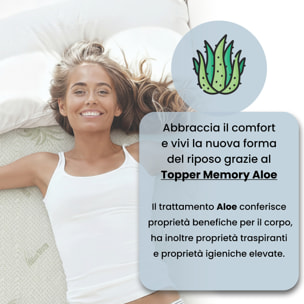 TOPPER MEMORY CON FODERA ALOE - Made in Italy