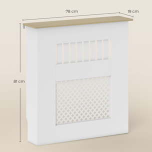 Cubre Radiadores, Cubreradiador de MDF, 78x19x81 cm, Cubierta para Radiador, Diseño Moderno de Listones y Nido de Abeja, para Salón, Dormitorio, Blanco