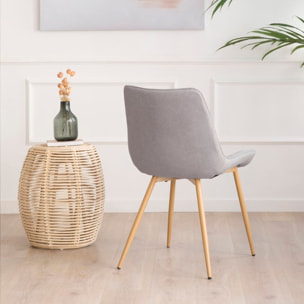 Pack de 4 chaises -tapisserie et pieds métalliques-couleur gris 55 x 85 x 61 cm