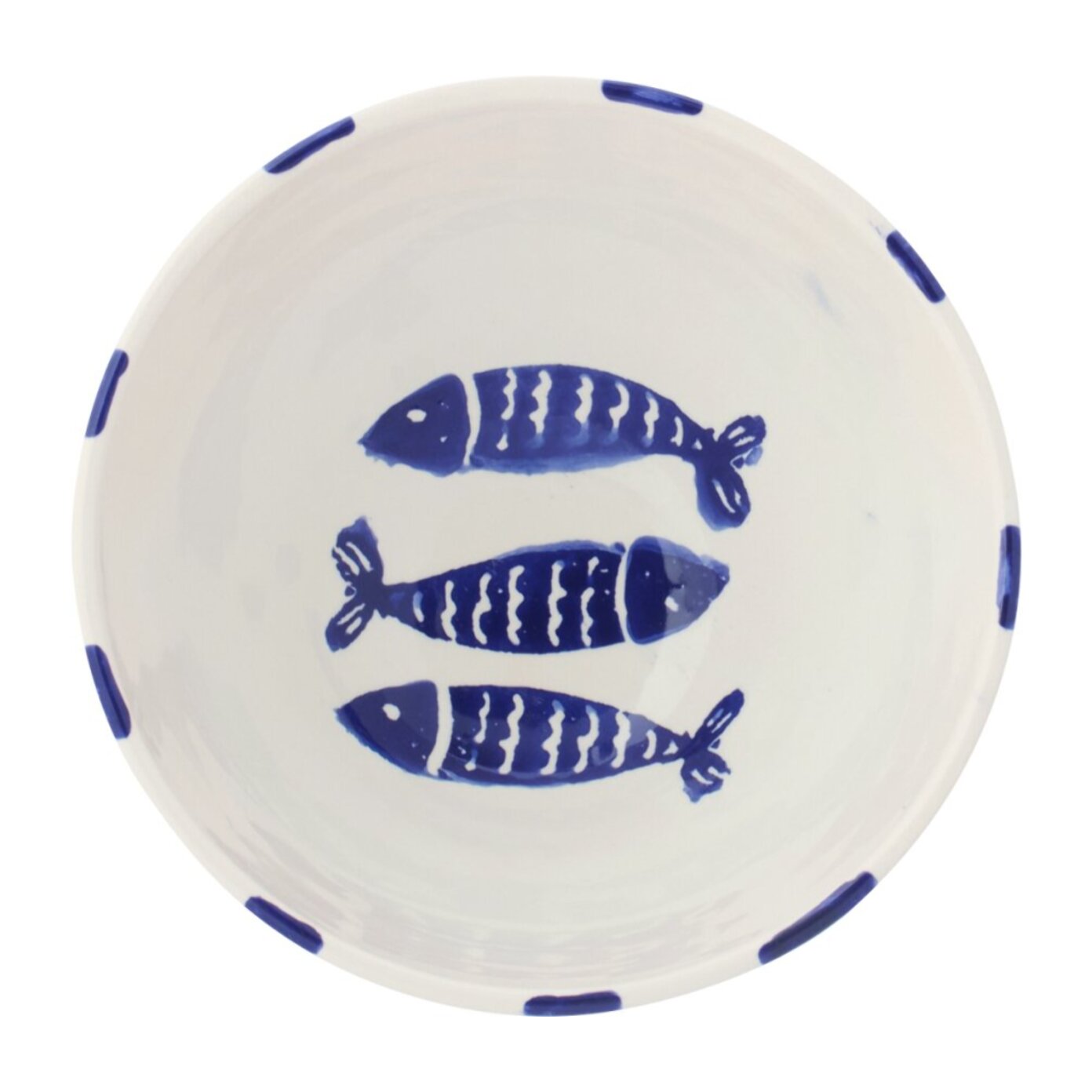 J-Line Bol Poisson Ligné - céramique - bleu foncé - medium