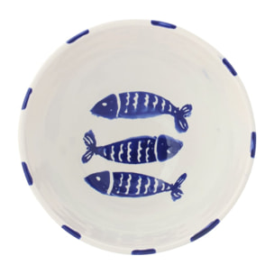 J-Line Bol Poisson Ligné - céramique - bleu foncé - medium