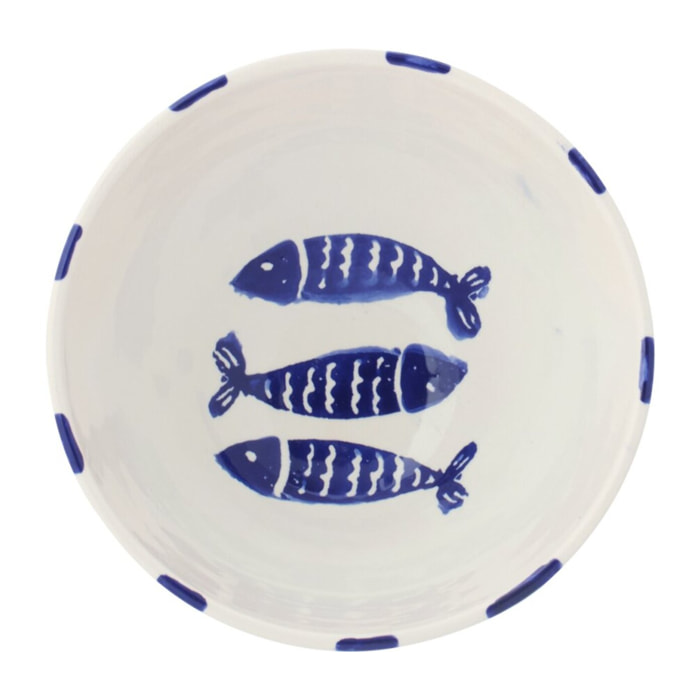 J-Line Bol Poisson Ligné - céramique - bleu foncé - medium