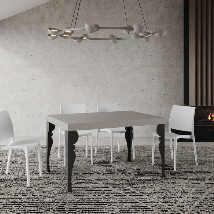 Table extensible 90x140/400 cm Paxon cachemire pieds anthracite