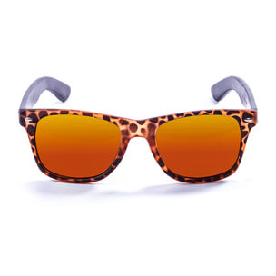 Gafas de sol OCEAN BEACH WOOD - Patilla marrón bambú con montura carey y / Revo roja
