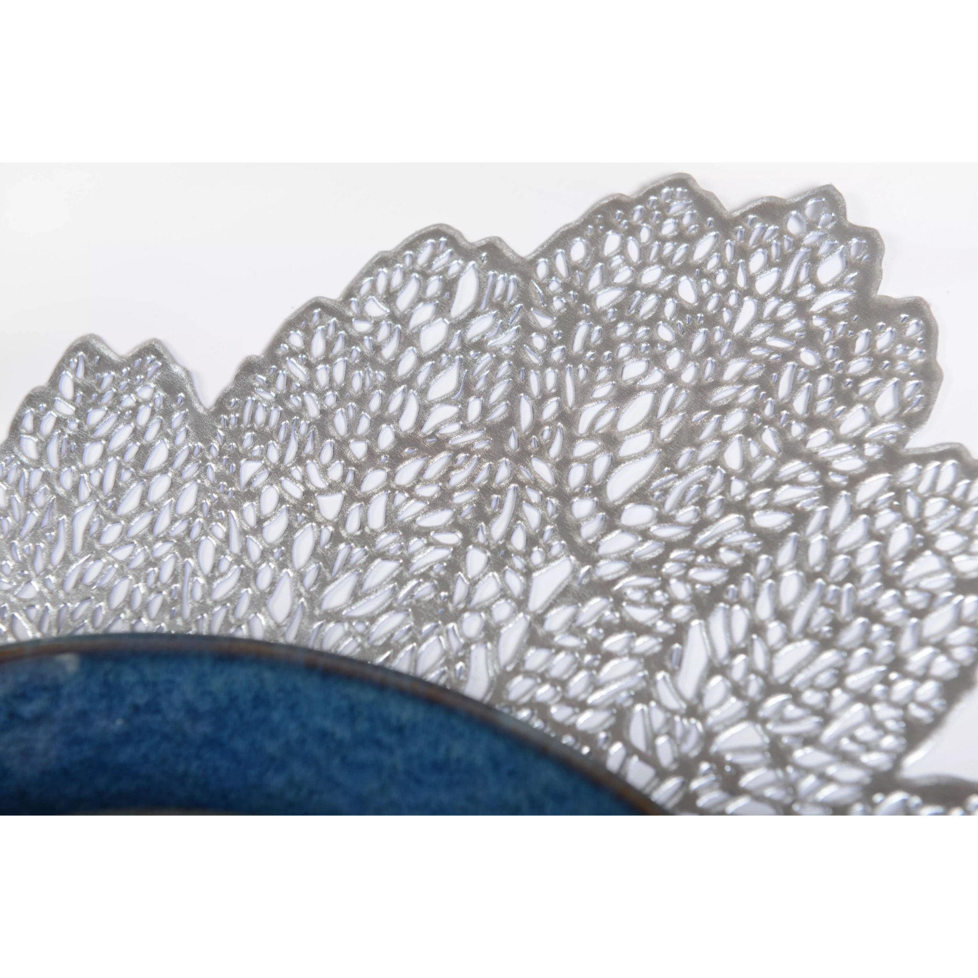Lot de 6 Dessous d'assiette feuille chêne argent