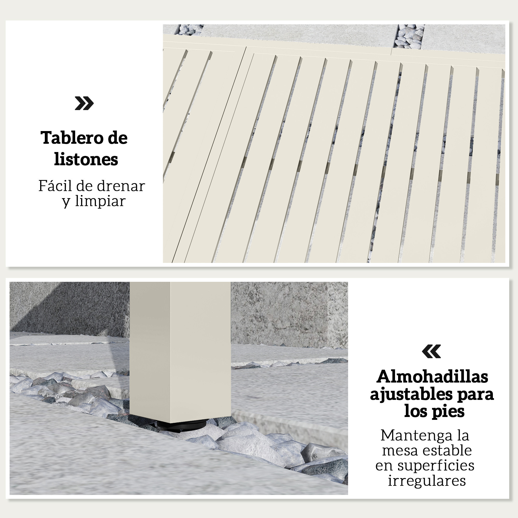 Mesa de Jardín Extensible 150/225x85x75 cm, Mesa de Comedor Exterior Extensible Rectangular de Aluminio, con Tablero de Listones para 6-8 Personas, para Patio, Terraza, Blanco