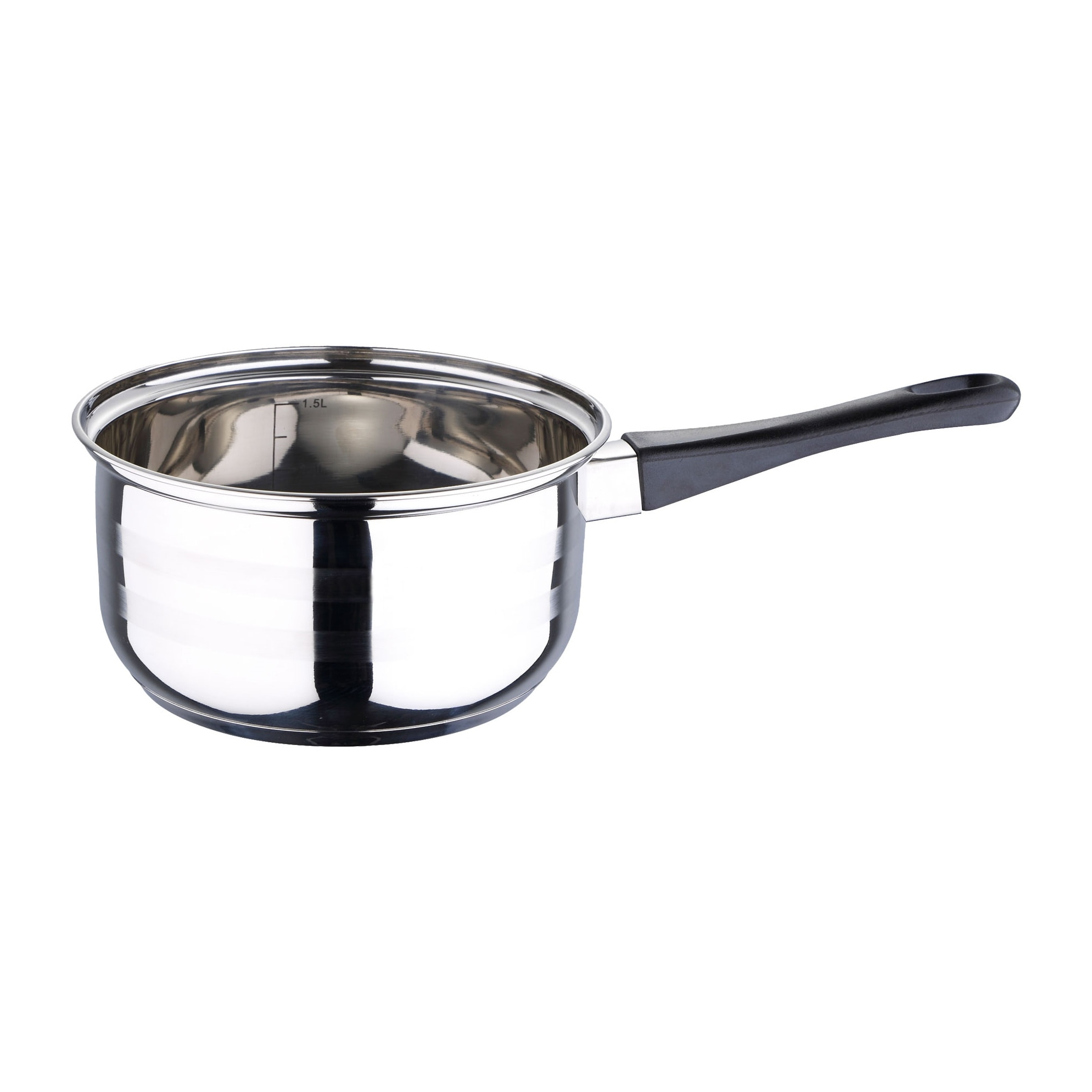 set de batería de cocina de 5pc en acero inoxidable + 3 sartenes ø16ø20ø24cm negro en aluminio prensado