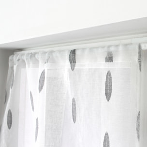 Paire de petits vitrages jacquard motif ovale - Noir