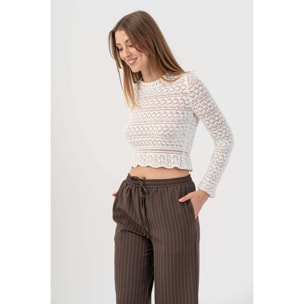 Kocca - Maglia crop con lavorazione a traforo Donna