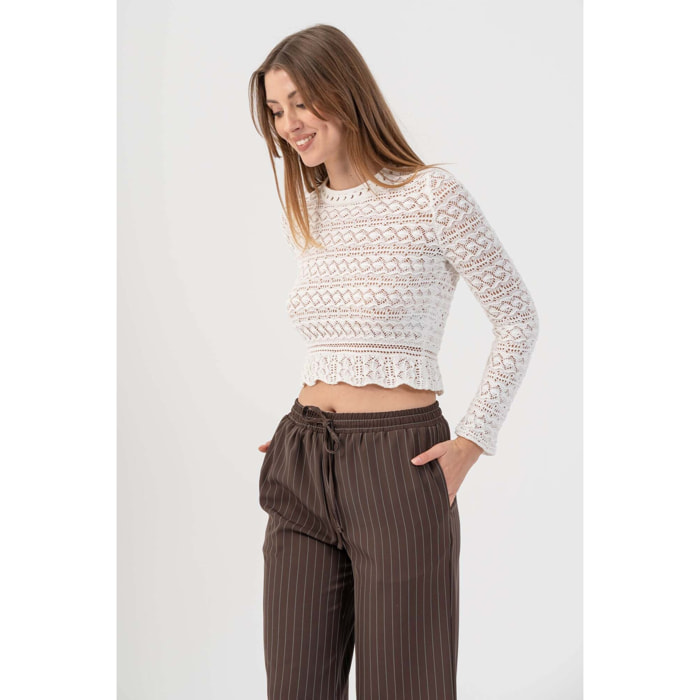 Kocca - Maglia crop con lavorazione a traforo Donna