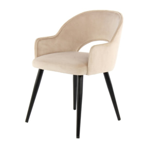 Set di 2 sedie Joris in velluto color champagne con braccioli