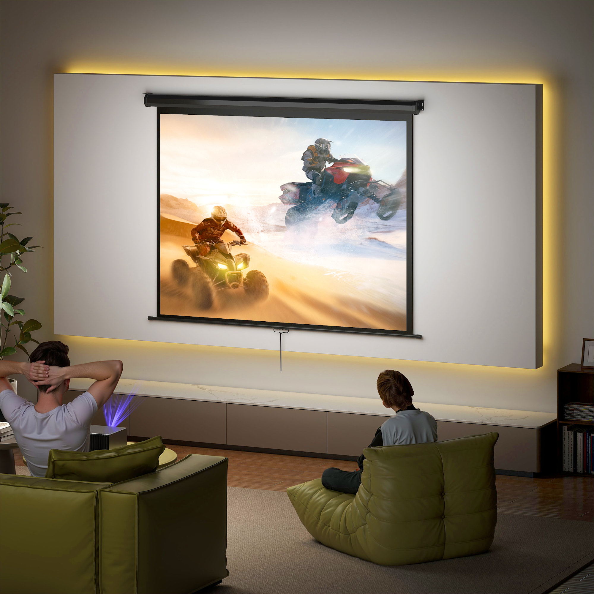 Écran de projection home-cinéma TV format 4:3 84 pouces 4K HD métal PVC noir