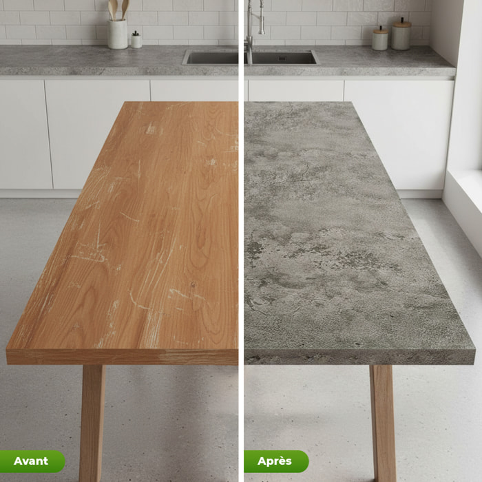 Vinyle adhésif protecteur - Effet béton ciré - 200 x 60 cm - Autocollants Revêtement Adhésif Cuisine Meubles Salle de bain