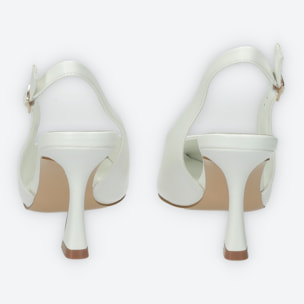 Décolleté sling back Donna Tata Italia Bianco