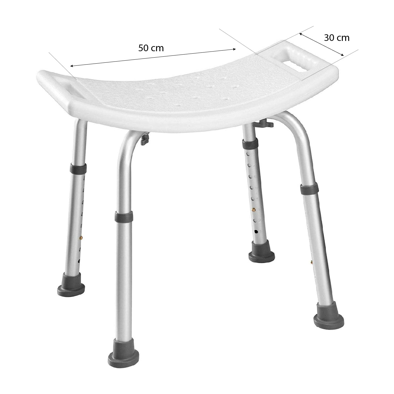 Sgabello Doccia Sedile Vasca Da Bagno Altezza Regolabile In 6 Posizioni Piedini Antiscivolo Portata Max 120 Kg 50 x 30 Cm Bianco