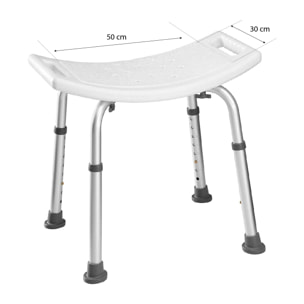 Sgabello Doccia Sedile Vasca Da Bagno Altezza Regolabile In 6 Posizioni Piedini Antiscivolo Portata Max 120 Kg 50 x 30 Cm Bianco
