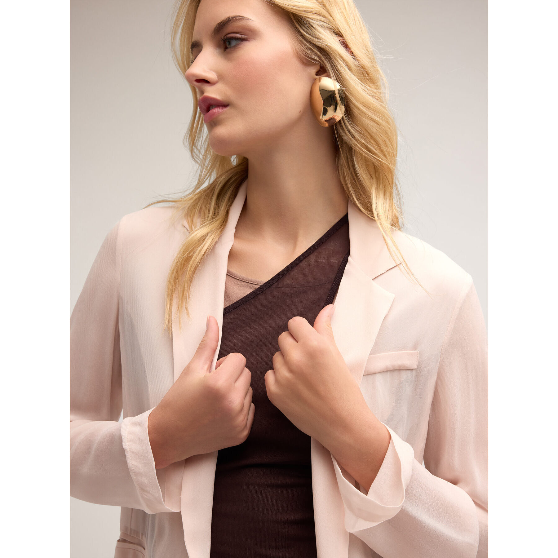 Motivi - Chaqueta desestructurada de georgette - Rosa