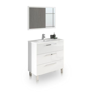 Pack de baño con lavabo cerámico Feel Blanco Brillo
