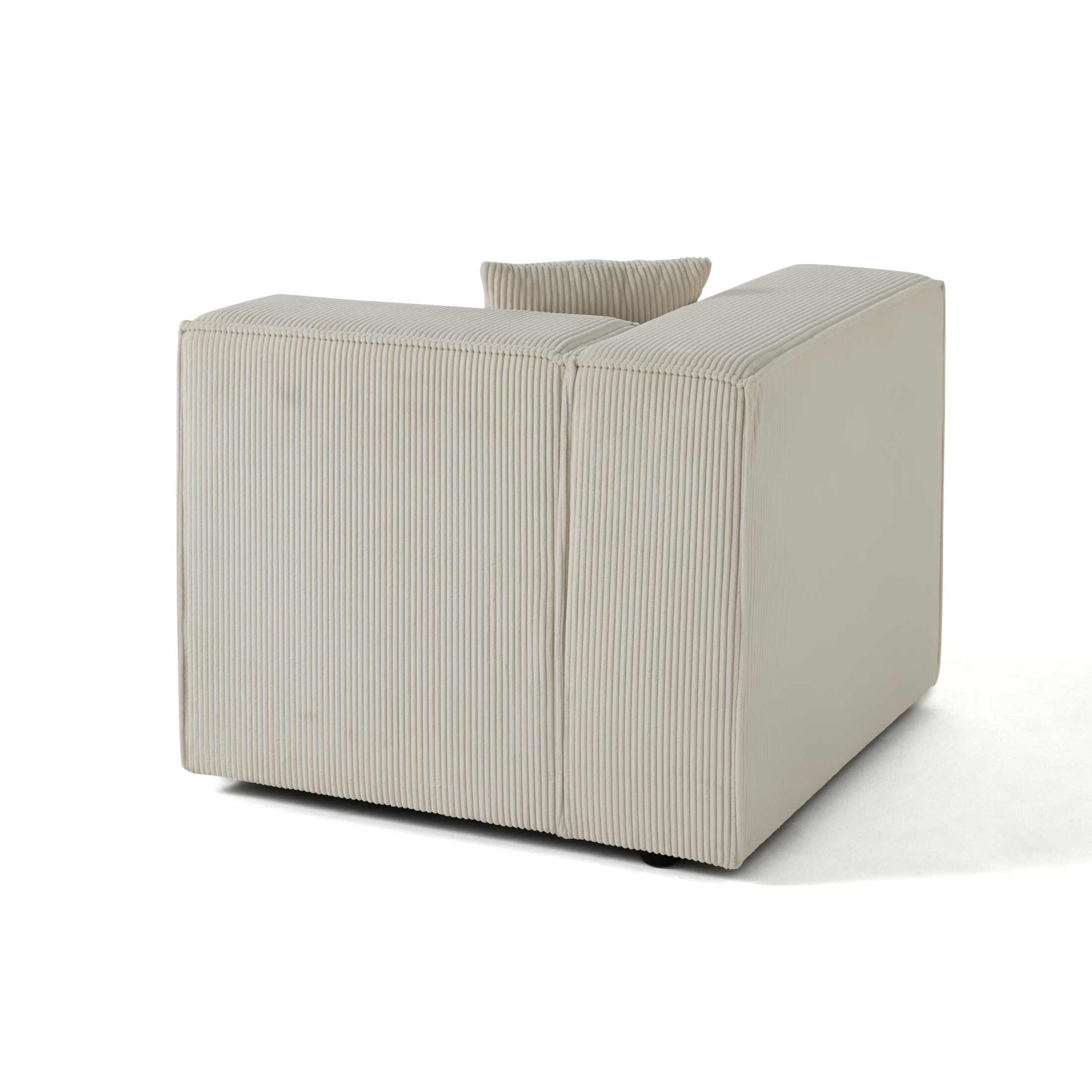 Arty - module d'assise gauche - en velours côtelé - Beige