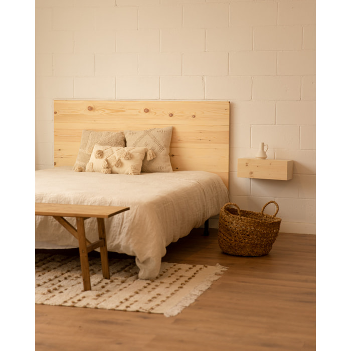 Pack tête de lit et tables flottantes en bois massif ton naturel en différentes tailles