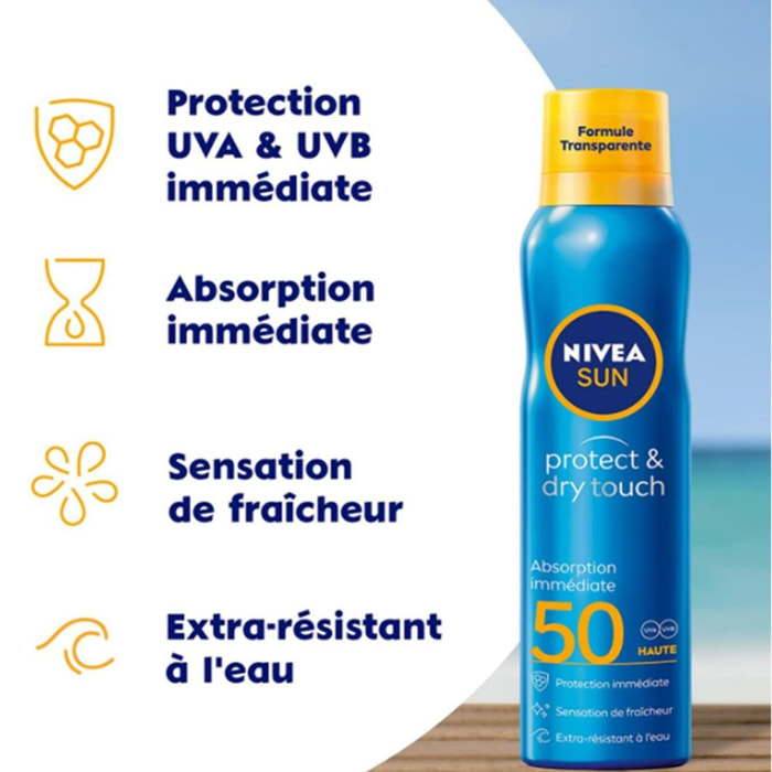 Pack de 2 - Brume Protection Solaire NIVEA SUN FPS 50 PROTECT & DRY TOUCH 200ml