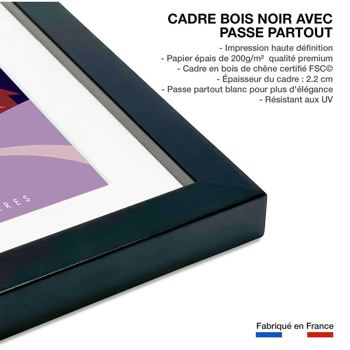 Poster de mallorca Affiche + cadre en bois - Noir