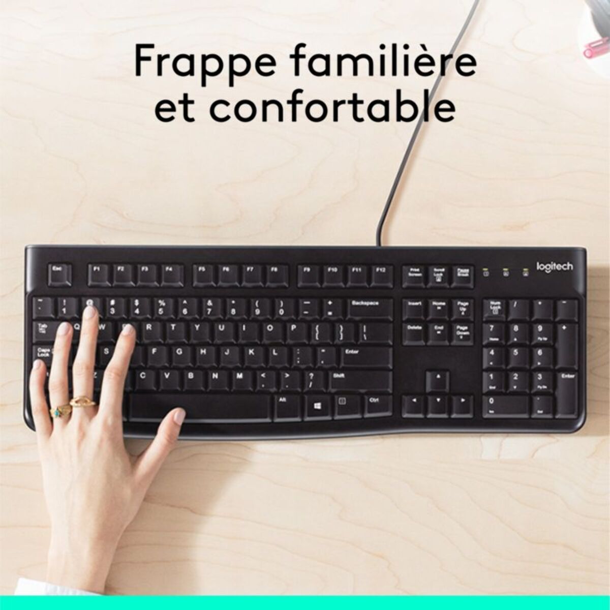 Clavier filaire LOGITECH K120 USB touches silencieuses