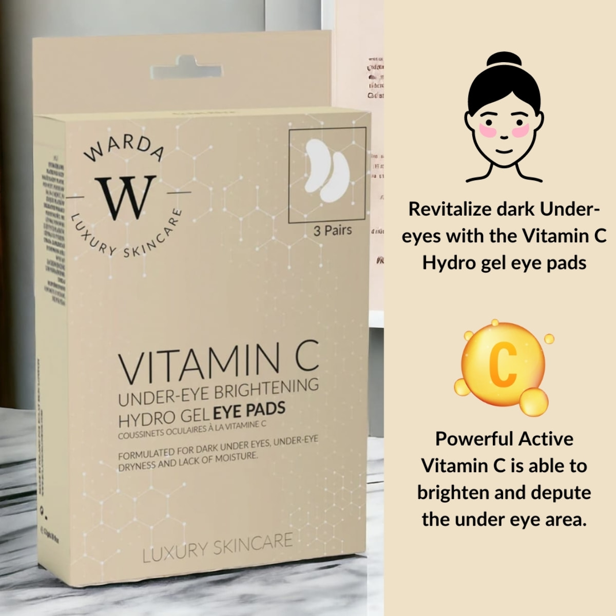 Warda - HIDROGEL ILUMINADOR DEBAJO DE OJOS CON VITAMINA C x 3