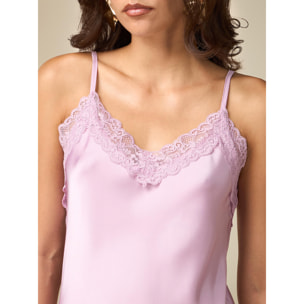 Oltre - Top lingerie in raso e pizzo - Rosa