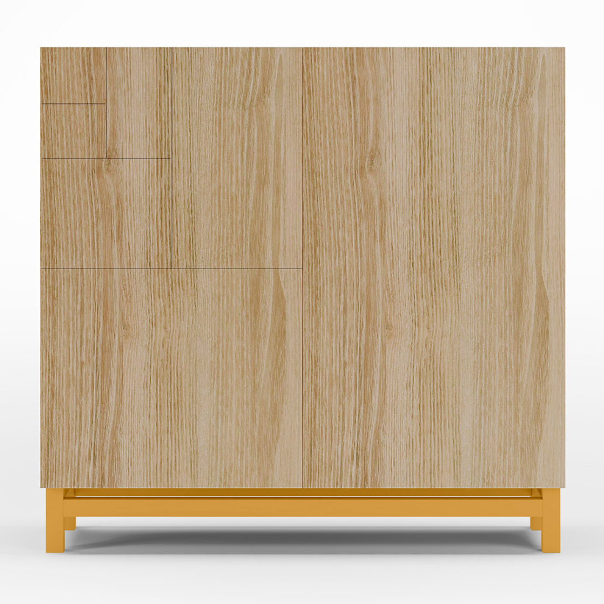 Zapatero Copenhague melamina roble dorado patas mostaza 90x90x27 cm