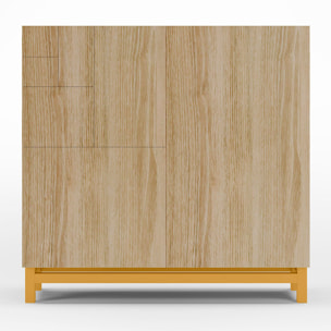 Zapatero Copenhague melamina roble dorado patas mostaza 90x90x27 cm