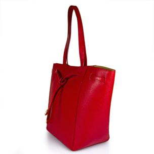 Borsa Donna in vera pelle Made in Italy colore Rosso dimensioni cm 41 x 30 x 18