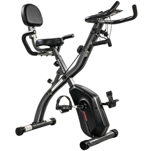 Vélo d'appartement pliable 3-en-1 classique semi-allongé bandes de résistance noir
