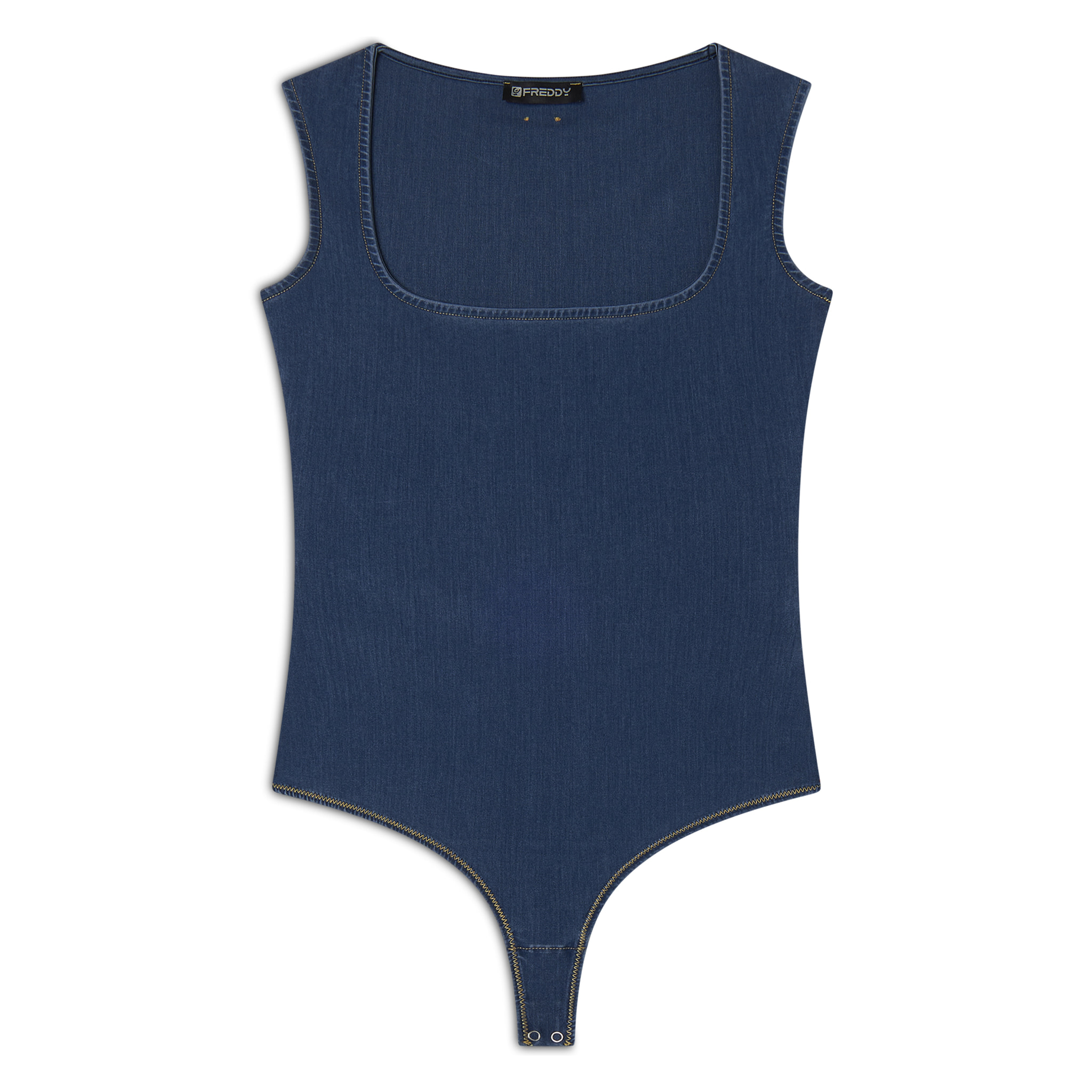 Body senza maniche in jersey TENCEL™ effetto denim