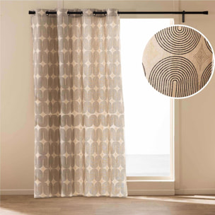 Rideau à œillets en polycoton avec motif métallisé - Noir