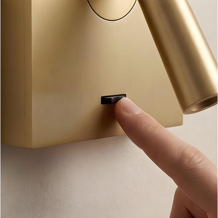 LEDS C4 Luz de lectura Gamma Mix&Match Square LED 3.5 Blanco cálido - 2700K ON-OFF Oro mate 137lm