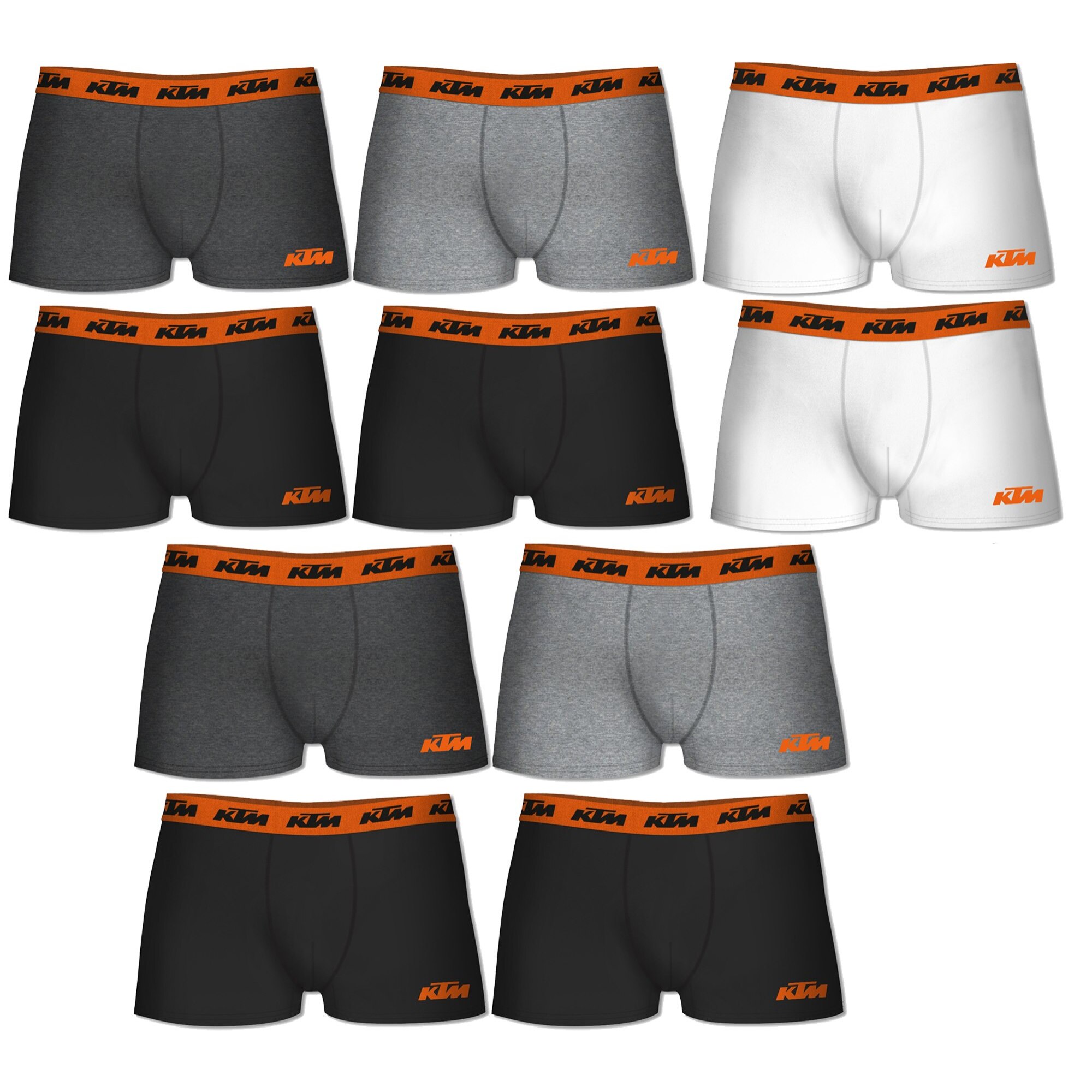 Pack 10 calzoncillos KTM en color negro/ gris/ blanco para hombre