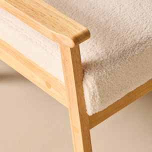 Fauteuil scandinave bois de peuplier, d'hévéa et bouclette ISAK